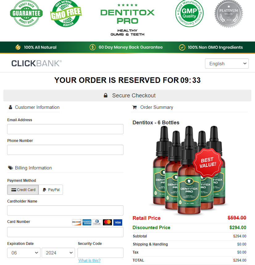 Dentitox Pro Order Page